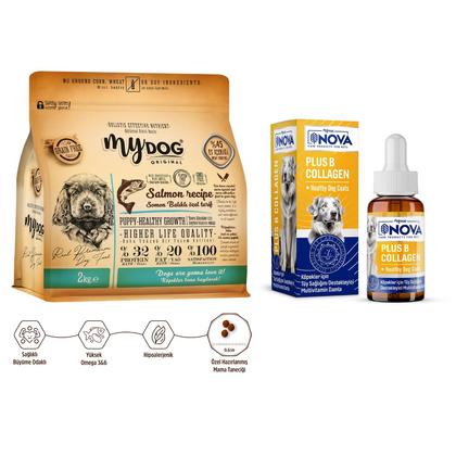 Somon Balıklı Yavru Köpekler İçin Tüy Sağlığı Paketi