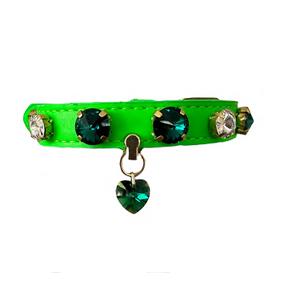 SWAROVSKİ TAŞLI DERİ BOYUN TASMASI YEŞİL XS