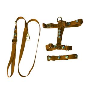 SWAROVSKİ TAŞLI METAL KLİPSLİ  KAHVE RENGİ TASMA SETİ M BEDEN THT