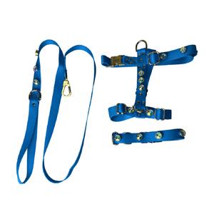 SWAROVSKİ TAŞLI METAL KLİPSLİ  MAVİ TASMA SETİ L BEDEN THT