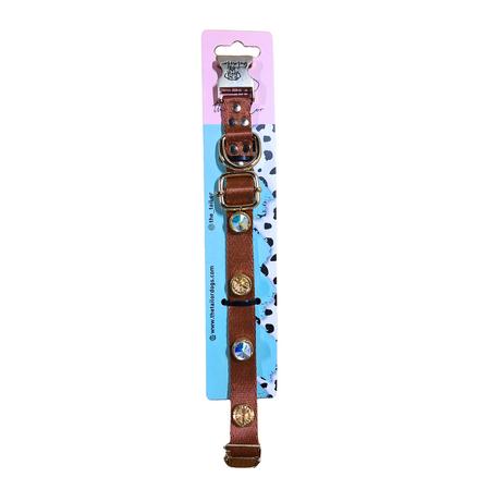 Swarovski Taşlı Metal Klipsli Boyun Tasması Kahverengi