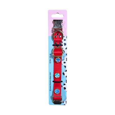 Swarovski Taşlı Metal Klipsli Boyun Tasması Kırmızı