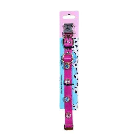 Swarovski Taşlı Metal Klipsli Boyun Tasması Pembe