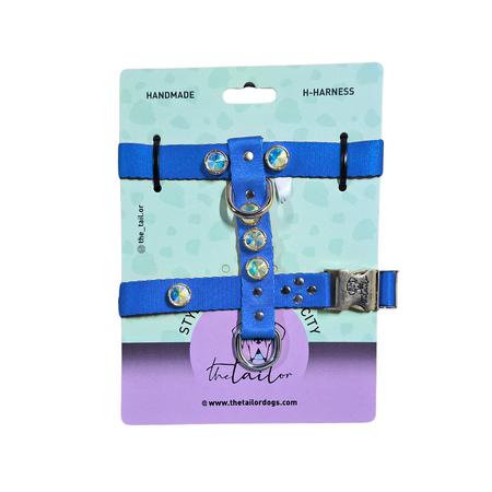 Swarovski Taşlı Metal Klipsli Göğüs Tasması Lacivert
