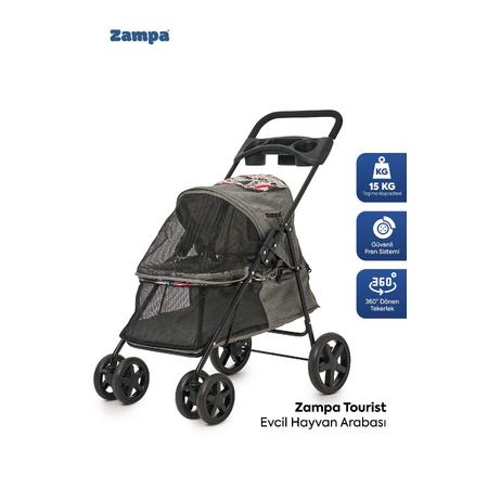 Tourist Kedi & Köpek Arabası Gri, 46x85x91.5cm