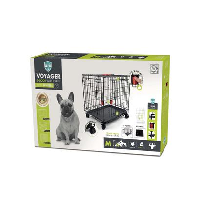 VOYAGER TEKERLEKLİ KÖPEK KAFESİ 2 KAPILI (M) SİYAH 76X48X53CM 10451708