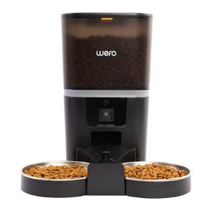 Wero 1080P Çift/Tek 2'si 1 Arada Paslanmaz Çelik Kaseli Mama Kabı, Ayarlanabilir Kamera, 6 Lt, WiFi Kontrol Kedi/Köpek Besleyici 