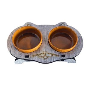 ya0 seramik kaseli ahşap mama kabı