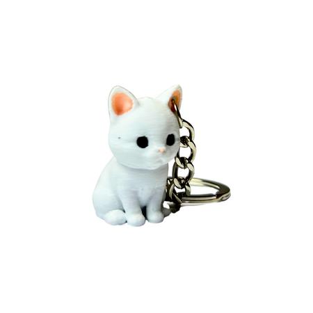 Yavru Kedi Beyaz Anahtarlık PLA000275