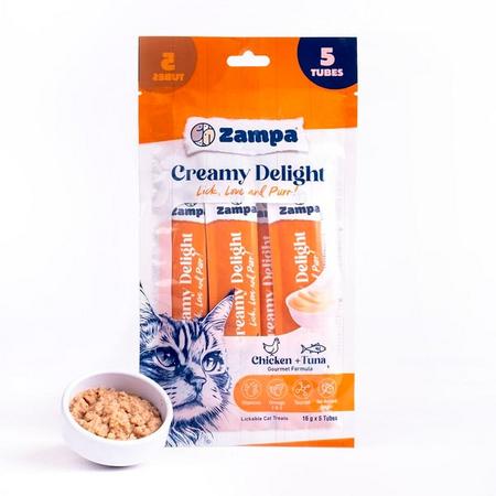 Zampa Creamy Delight Tavuklu & Tuna Balıklı Kedi Krema Ödül Maması - 16g x 5 sfrp-ZCD8153 