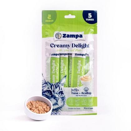 Zampa Creamy Delight Ton Balıklı & Deniz Taraklı Kedi Krema Ödül Maması - 16g x 5 sfrp-ZCD8177