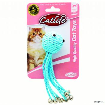 203113-CATLİFE  Kediler için hasır zilli ahtapot oyuncak