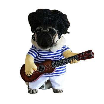 kedi ve köpekler için gitarlı kostüm s beden (peruk dahil değildir)